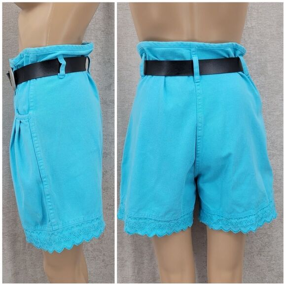 Paris Sport Club Vintage Denim Turquoise  Crop Top and High Waisted Shorts Set - Picture 4 of 16